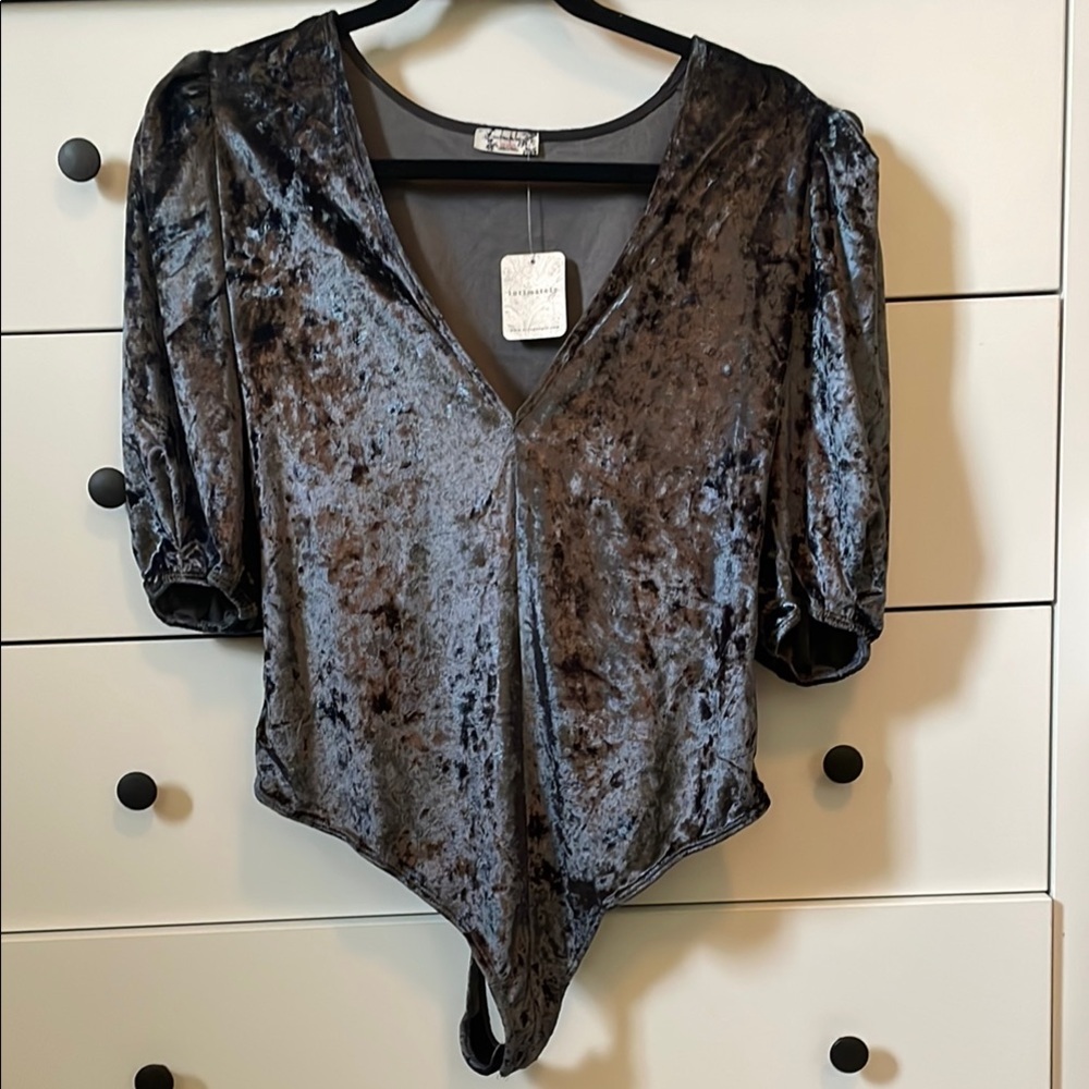 Free People Intimately Don’t You Wish Velvet Bodysuit in Black / Medium NWT - Picture 3 of 16